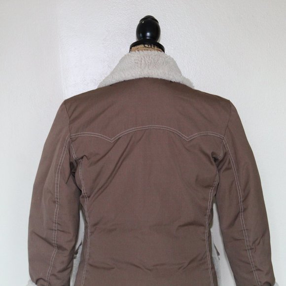 Vtg Tempco Brown Goose Down Zip Sherpa Collar Coat Jacket USA Women's S/M - Picture 4 of 12